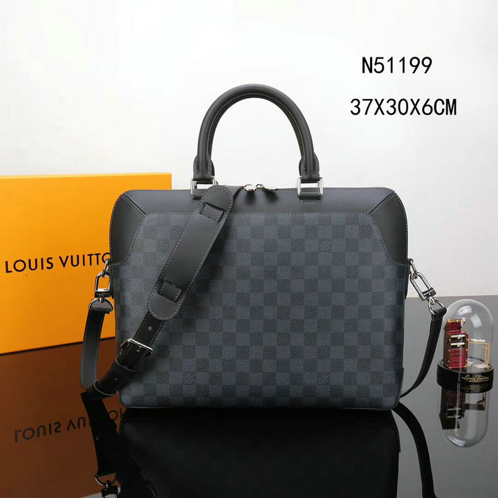 N51199 Louis Vuitton 2018 Men Oliver Briefcase Damier Cobalt Canvas